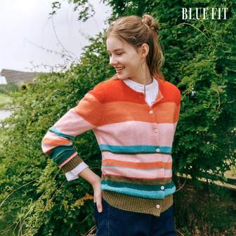 블루핏 [25FW최신상] 블루핏 알파카 혼방 레인보우 가디건