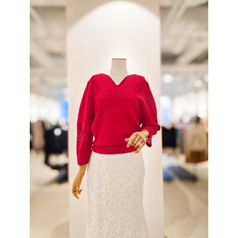 아이잗컬렉션 [파주점] [더아이잗컬렉션]슬리브 레이스 디테일 풀오버 니트 CR3A1PO921