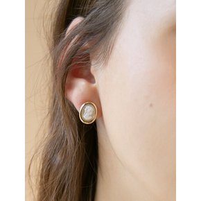 oval cameo earrings (3colors)