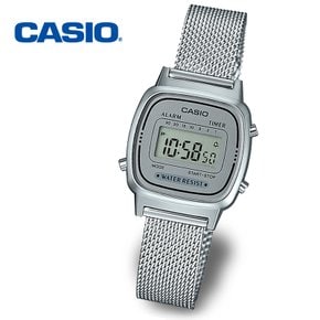 [정품] CASIO 카시오 LA670WEM-7D 레트로 여성 전자 메쉬 메탈시계