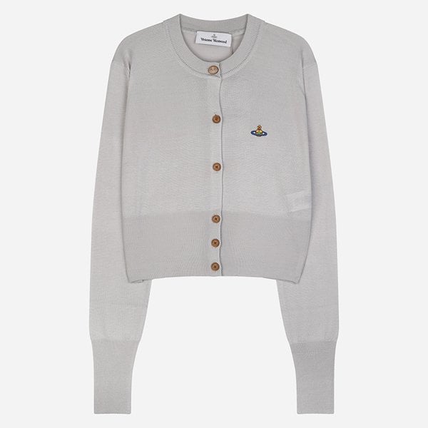 [시흥점] [비비안 웨스트우드]6S 1803002U Y001A P403 베아 여성 로고 크롭 가디건 라이트 그레이