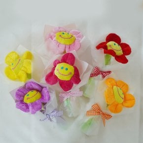 미니 스마일 꽃 인형 한송이 꽃다발 학예회 재롱 축하 6컬러 Mini Smile Single Flower Bouquet 6 Colors