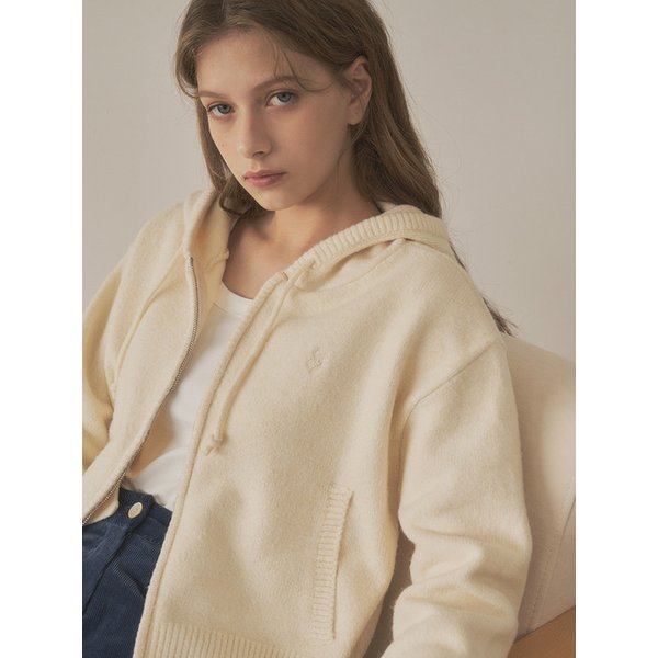 SIKN2089 에센셜 니트 후드 집업_Ivory