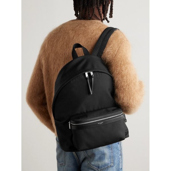 시티 가죽 트리밍 캔버스 백팩 46376663162991569
