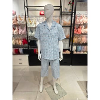 비너스 [시흥점] S 비너스 ) 쿨 지지미 잔꽃나염 남성 파자마 세트 [VPA4534M-BU]