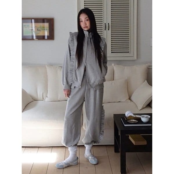 [단독]Frill-pointed Jersey Banding Pants (dark grey)_LAPNX25120GYM