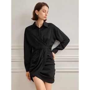 YY_Silk shirt collar dress_BLACK