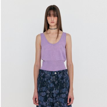 EENK WRA Square Detail Sleeveless Top - Lavender