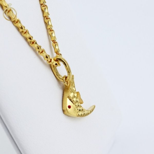 [가앤] 24k순금 레드 큐빅 아이 물고기 목걸이 메달 펜던트 3.75g