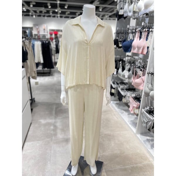 [파주점] [CK언더웨어] 여성 우븐 비스코스 반팔 셔츠 팬츠 세트  QS7259-T8L/QS7257-T8L