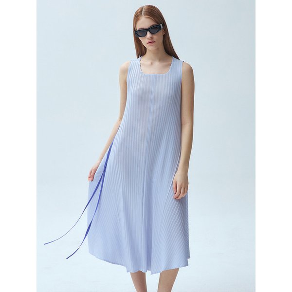 스퀘어넥 리본 플리츠 롱 원피스_2colors