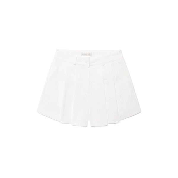 Flower Two-tuck Shorts_White