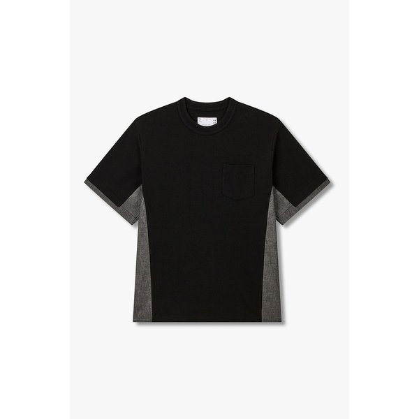 남성 라이트웨이트 데님 믹스 코튼 저지 티셔츠(블랙) 6426121108000