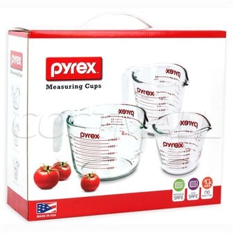 리코 파이렉스 계량컵세트 3개 계량컵 파이렉스계량컵 유리계량컵 비커 파이렉스 pyrex  눈금컵