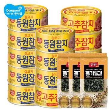 동원 참치 85g x 8캔 + 고추참치 85g x 6캔 + 들기름김식탁 3봉[33694653]