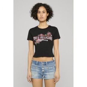 True Religion 트루 종교 크리스탈 스네이크 SS BBY 티 - 프린트 티셔츠 제트 블랙 8068038