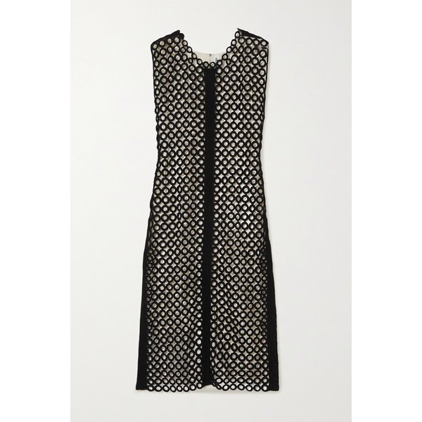 파토우 Dree Two-tone Crocheted Midi Dress 블랙 29419655932334241