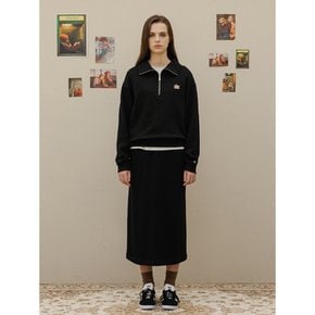 String banding cotton Long skirt - Black