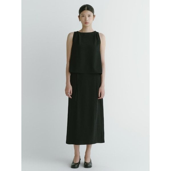 미니멀 드레이프 슬리브 탑+롱스커트세트(LSET162)