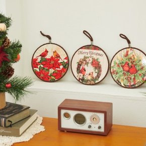 크리스마스 장식용 원형 냄비받침 주전자 티포트 받침대 깔개 패드