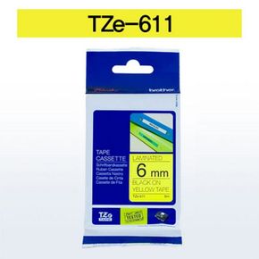 브라더 Black 테이프카트리지 TZe6116mm Yellow