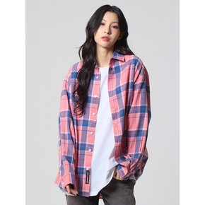 플라넷 오버핏 체크 셔츠 핑크_Planet Over Fit Check Shirts Pink