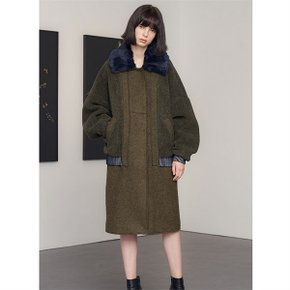 BLOUSON LONG COAT WITH FAUX FUR COLLAR (1984723)