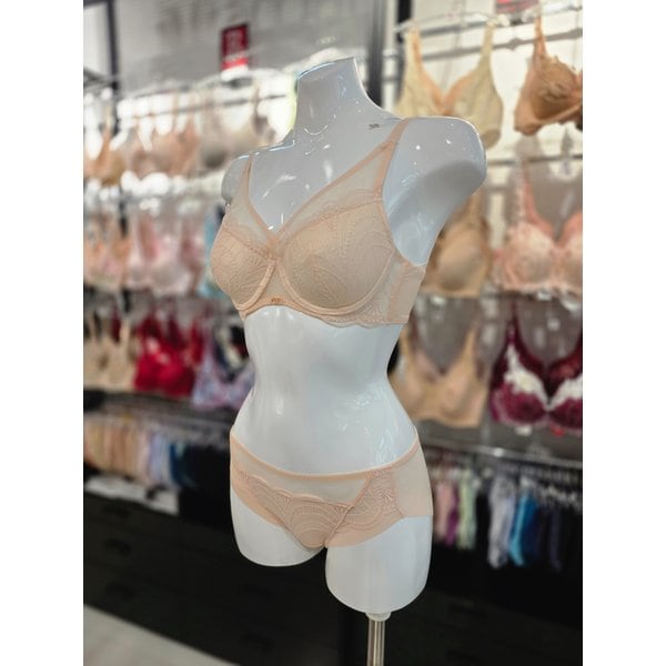 [시흥점] (시흥) 비너스 튤레이스 풀 커버리지 패드브라, 헴팬티 세트 [VBR1496/VPT1496H-SK]