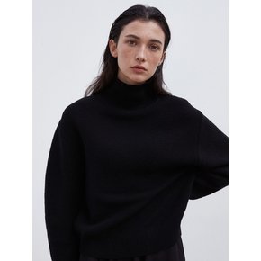 OU968 balloon sleeve pola knit (black)