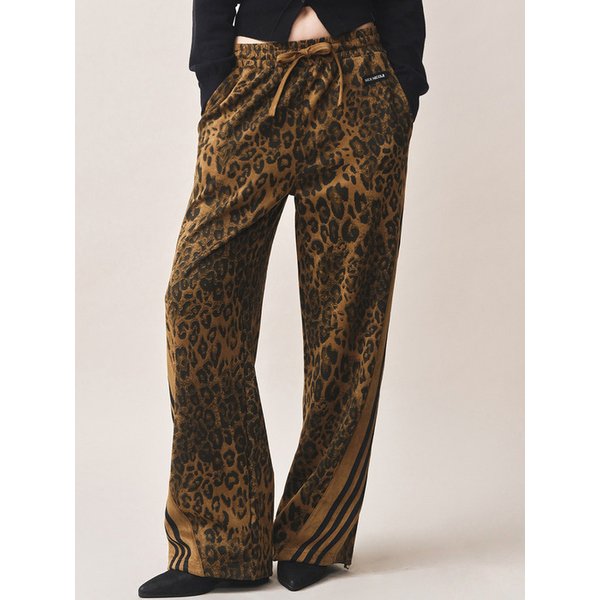 LEOPARD SIDE LINE WIDE PANTS_BROWN