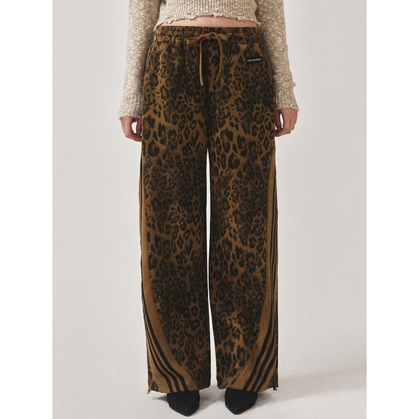 LEOPARD SIDE LINE WIDE PANTS_BROWN