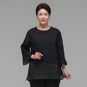 더하랑 마루드리 여름 인견 블라우스 네이비