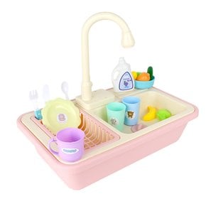 [무료배송] 주방놀이 장난감 물 나오는 뽀득뽀득 싱크대 핑크