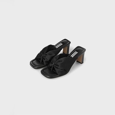 EENK Gathered Heeled Sandals - Black