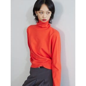 WOOL BLEND TURTLE NECK KNIT RED ORANGE