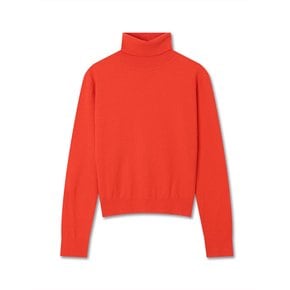 WOOL BLEND TURTLE NECK KNIT RED ORANGE