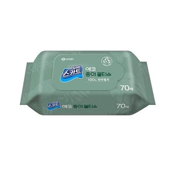 확대된 대표 에코 종이 물티슈 70매 유한킴벌리