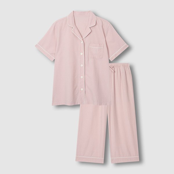 여 코튼 레이온 시어서커 7부 파자마 세트 J216201043065