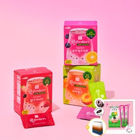총30입 무설탕 로스티크 아워티 리프레셔 3종 피치망고/딸기아사이/유자핑크민트+쇼핑백