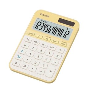 HJ 카시오 일반계산기 예쁘고 고급스러운 디자인 12자리 대형 LCD 전자계산기 MS-20YC 라이트옐로우