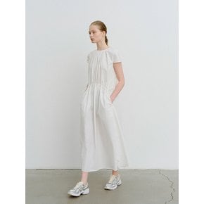 TVR ROUND NECK SHIRRING DRESS_2COLORS