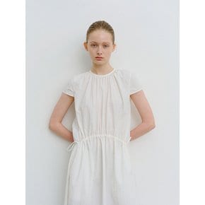TVR ROUND NECK SHIRRING DRESS_2COLORS