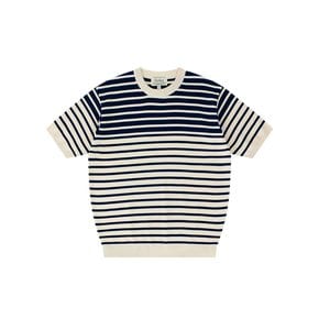 Essential knit round neck (Navy/ivory)