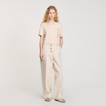 산드로 [25SS 시즌오프 30%] 라인스톤 디테일 티셔츠 SF25S3FRR2383