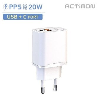 액티몬 Act SS 가정용 충전기 2포트 분리형 C타입+USB PD고속 20W QC 3.0 PD20W 케이블 미포함