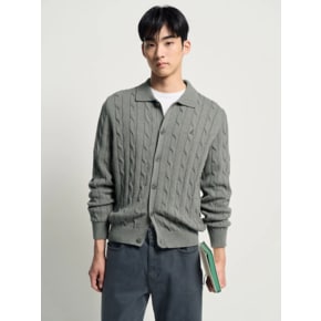 26SS 케이블 칼라넥 카디건 - 카키(BC615AC13H)