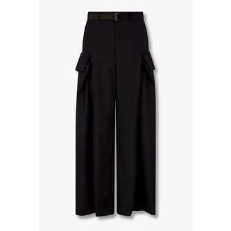 사카이 여성 벨티드 카고 와이드 슈팅 팬츠 (블랙) 6415311500000