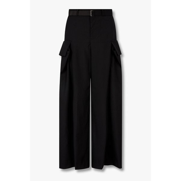 여성 벨티드 카고 와이드 슈팅 팬츠 (블랙) 6415311500000