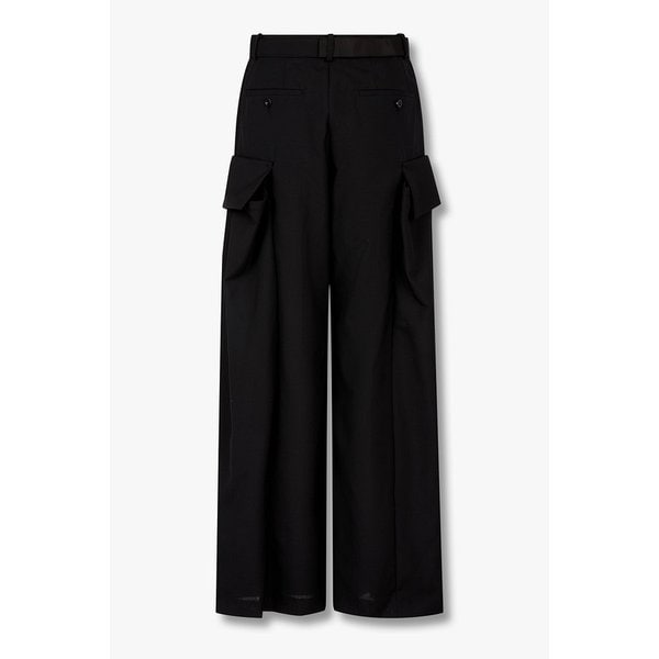 여성 벨티드 카고 와이드 슈팅 팬츠 (블랙) 6415311500000