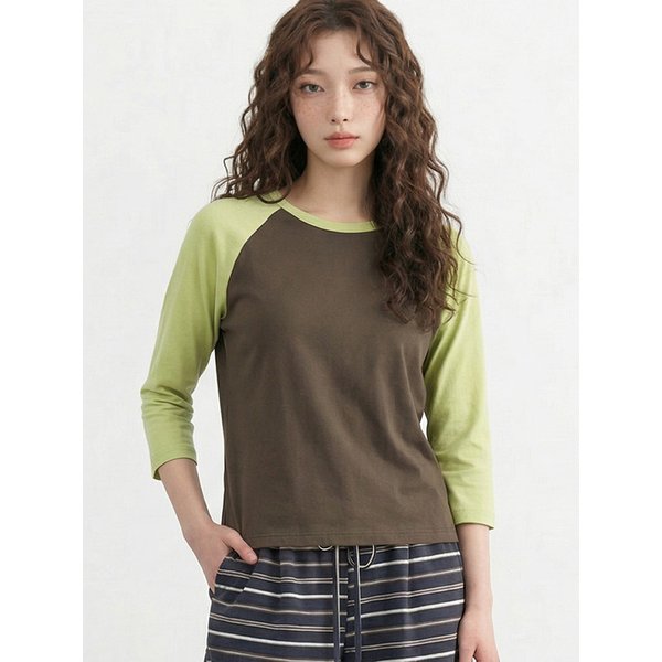 투톤 래글런 7부 슬리브 탑_T611TP147